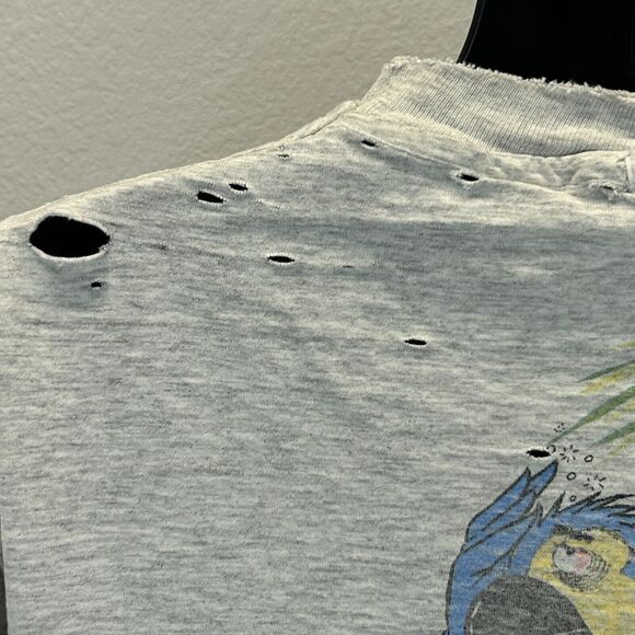 Vintage 90s Distressed Jimmy Buffett T Shirt Drunk Parrot Head Gray Mens L Large - Picture 4 of 14